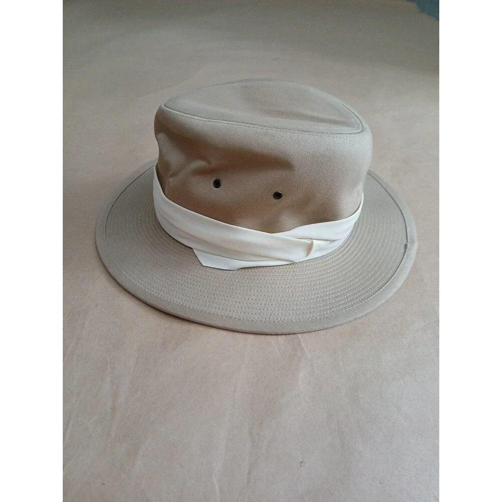 Vintage 90s Banana Republic Safari Hat Mens S Beige Fedora Travel Jungle France
